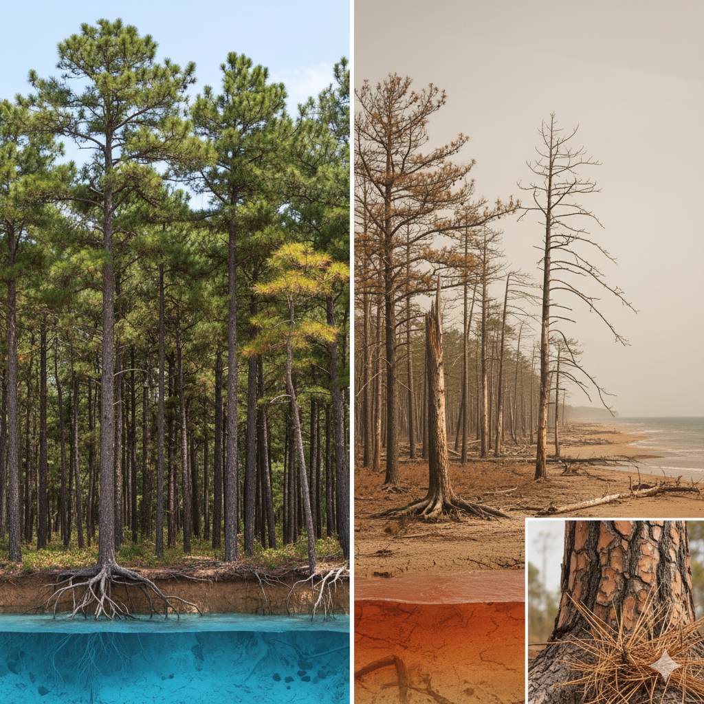 海岸地下水鹽化損害樹木碳水平衡 Coastal groundwater salinization impairs tree carbon–water balance